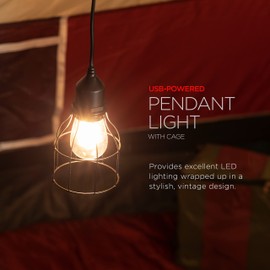 UltraPro USB LED Pendant Light with Cage, Hanging Light Fixture, Lightweight, Vintage Farmhouse Style, Camping, Garage, Shed, Storm Shelter and More, 61747