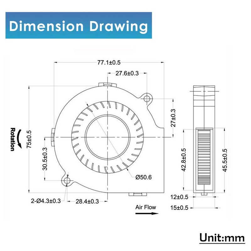 GDSTIME USB Speed Control Fans, 75mm x 15mm 5V DC