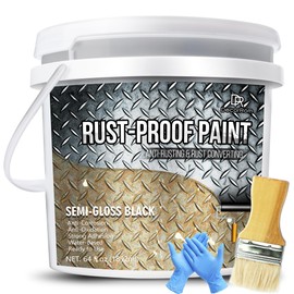 Rust Converter Paint - 64oz Water-Based Rust Reformer & Metal Primer, Semi-Gloss Black Rust Preventive Paint for Metal, Anti-Rust Coating Rust Paint Encapsulator for Maximum Rust, Corrosion Protection