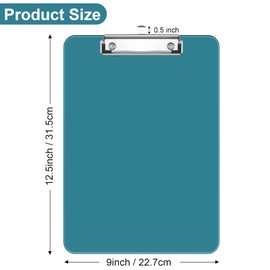 Rimilak Plastic Clipboards with Low Profile Metal Clip, Translucent Board, 12.5 x 9 in Letter Size, Office Supply, Back to School, Teal