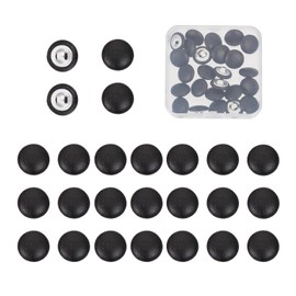 letsinstyle 25 PCS 15mm Black Faux Leather Covered Buttons, Round PU Leather Button with Shank, Knitting DIY Handcraft Decoration for Furniture Jeans Sofa Clothes Dress DIY Supply