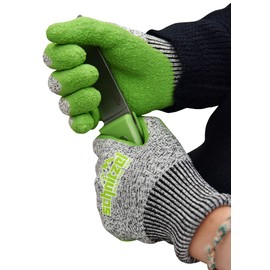 SCHNITZEL Protekto - High-Quality Cut Protection Gloves | Work Gloves | Gardening Gloves Children 5-10 Years - Cut Level D - Test Certificate - Carving Gloves Girls Boys (4, Green)