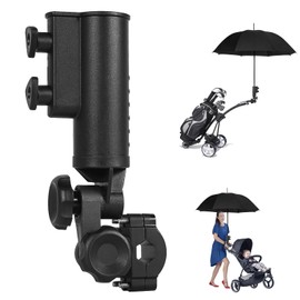 CHENGWEI Heavy Duty Golf Push Cart Umbrella Holder, 180° Adjustable Aluminium Alloy Base Strong Windproof, Universal Umbrella Attachment Stand for Stroller, Golf Cart, Wheelchair, Bike, Beach Chair