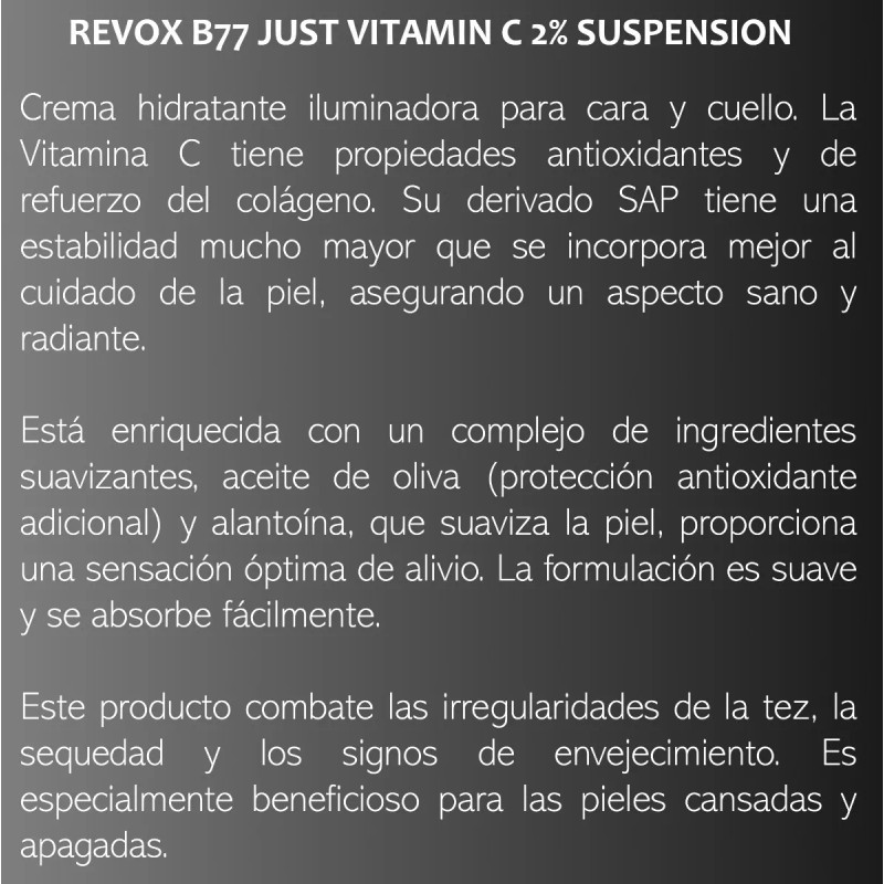 Revox B77 Suspensión Facial Vitamina C 2% · Hidratante Crema