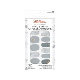 Sally Hansen Salon Effects Nail Strips | No UV Light Needed, No Dry Time, Long-Lasting, Non-Damaging | 32 Nail Strips, 1 Cuticle Stick, Nail File, Prep Pad | Marble-OUS Slate