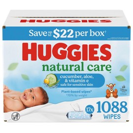 Huggies Natural Care Baby Wipes 1088 Ct Cucumber Green Tea 17 Packs.