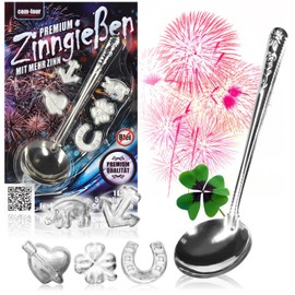 com-four® Pewter Casting with Half Figures and Spoons, New Year's Eve Pouring The Party Game The Healthy Alternative, Not Just for New Year's Eve