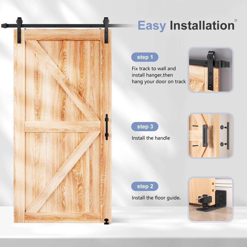 EaseLife 8 FT Sliding Barn Door Track and Handle Hardware