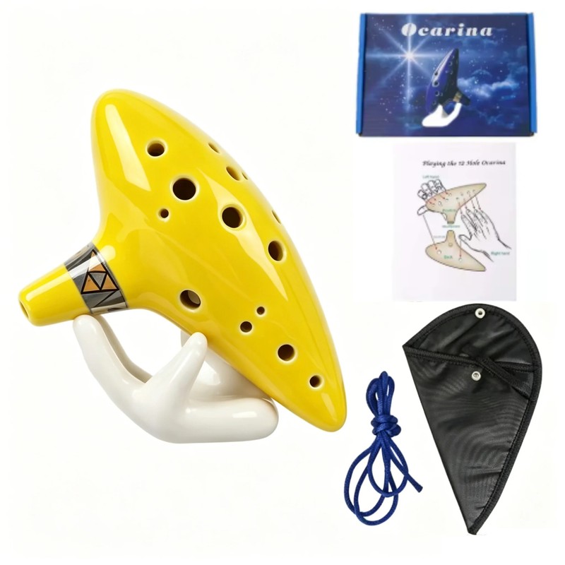 12 Hole Alto C Ceramic Ocarina – Handmade Blue Wind