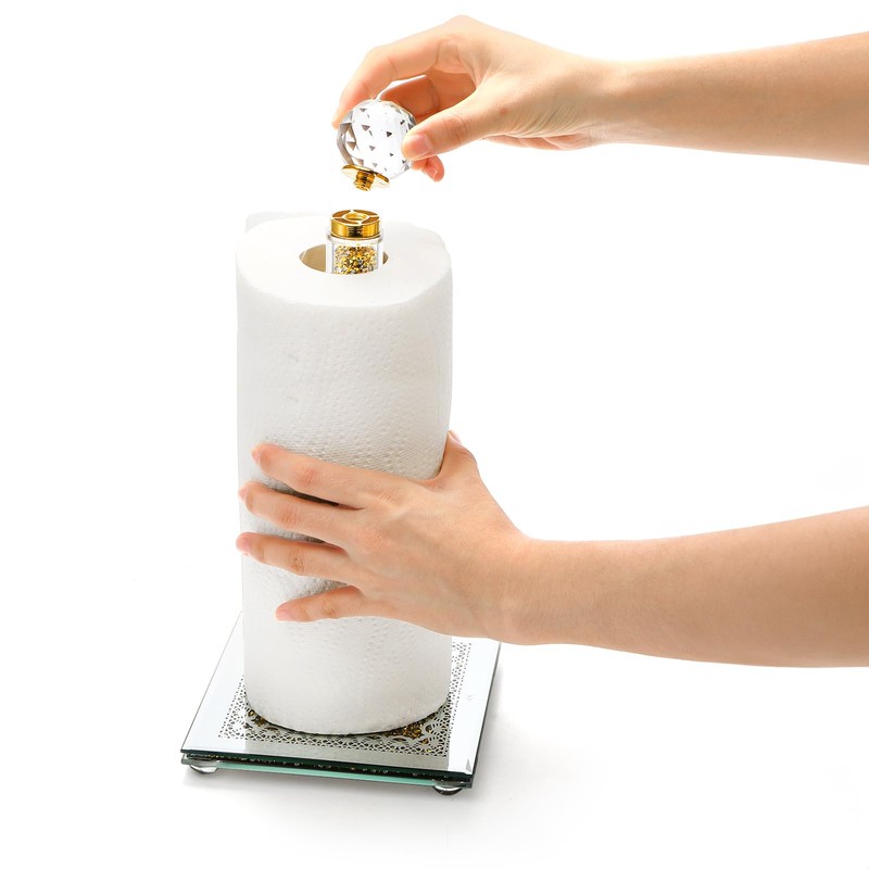 Suwimut Paper Towel Holder, Gold Paper Towel Roll Dispenser Stand