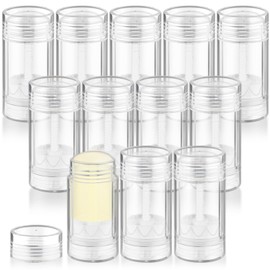 BOSMIOW 12Pcs 75g/2.5oz Empty Clear Plastic Deodorant Containers,Twist-up Body Moisturizer Stick Storage Bottle,Bottom-fill Cosmetic Tubes for Solid Perfume,Lotion Bar,Chapstick,Heel Balm