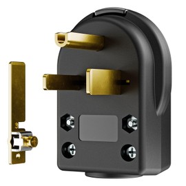 2-in-1 Nema 6-30P/6-50P Plug 30/50 Amp 250 Volt Angle Plug, 3 Pole 3 Wire Straight Blade Plug for Welder and Ranges, Cable OD Max. 1.0 Inch Black