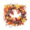 Autumn Maple Wreath Toilet Cover Sticker Decals,Fish Bird Flower Leaf