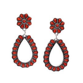 Azusa Sun Vintage Hollow Out Teardrop Earrings Red Turquoise Stud Earrings Bohemian Retro Western Jewelry Gifts for Women