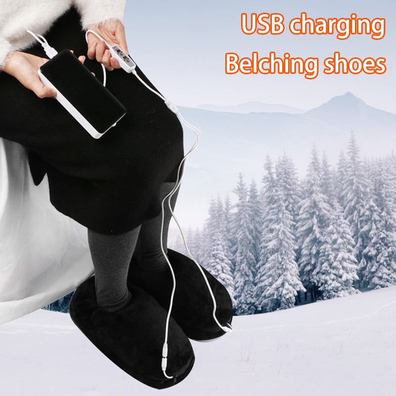 Unisex Electric Heated Shoes Electric Heating Slippers Washable Comfortable Feet