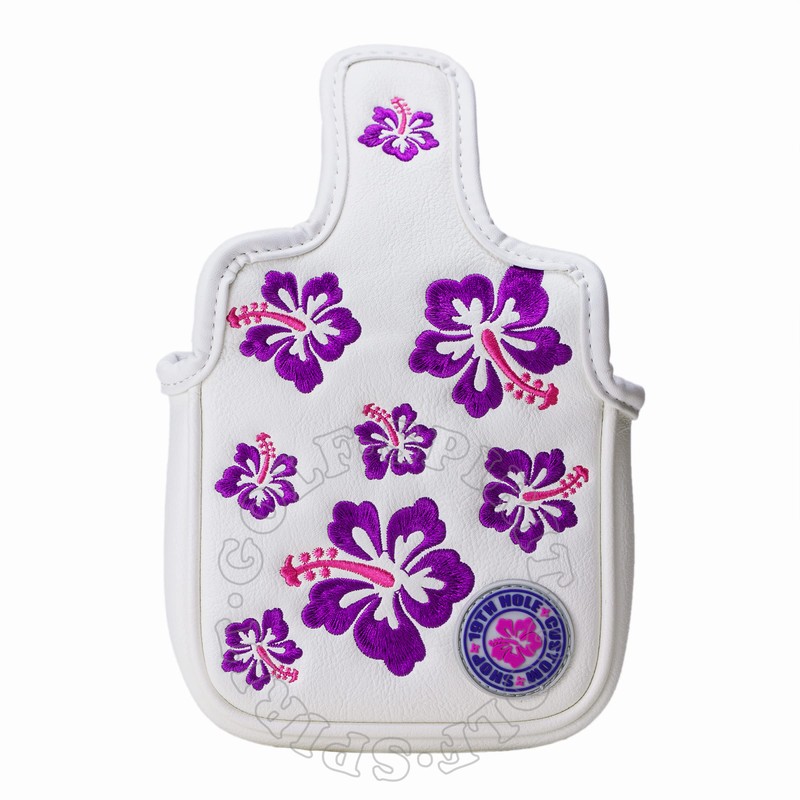 Purple Hibiscus High-MOI Mallet Putter Headcover, White