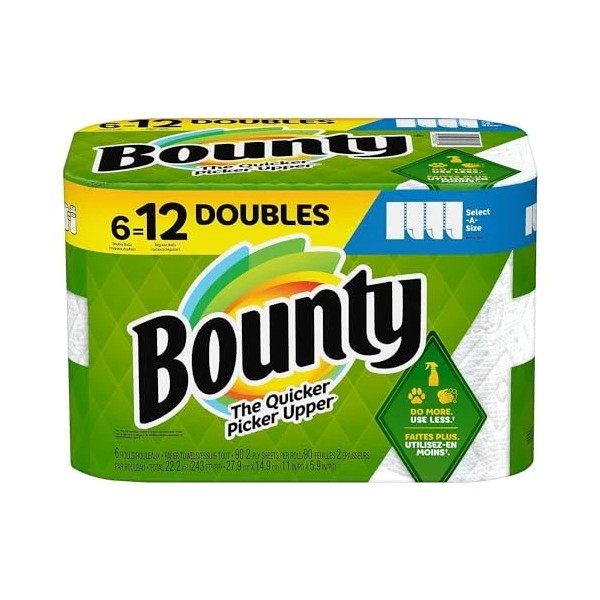 Bounty Select-A-Size Paper Towels, Double Rolls 6 = 12 Double