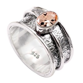 Morganit im Labor gezüchtet Edelstein 925 Sterling Silber Band Ring Männer & Frauen Alle Größen Handgefertigt Schmuck TSR328BC_4 (50 (15.9))