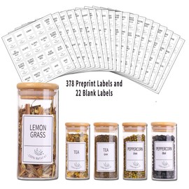 Churboro 30 Pcs Spice Jars with Label- Glass Spice Jars with Bamboo LIds and 400 Labels, 4 OZ Empty Seasoning Containers for Kitchen Sugar Salt