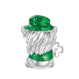 GNOCE St. Patrick's Day Highland Cow Glow in the Dark Clover Bead Charm 925 Sterling Silver Beads Charms for Women and Girls Jewellery Gift, Silver, Cubic Zirconia