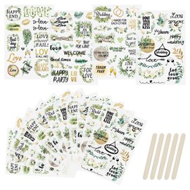 WANDIC 16 Sheets Wedding Transfer Stickers for Rubbing, Waterproof Stickers, Stickers for Diary, Album, Furniture, Crafts, Transfer Stickers for DIY Scrapbooking