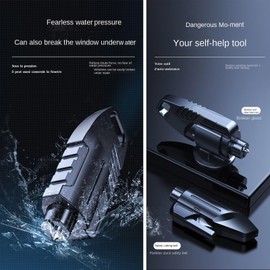 Window Breaker Seatbelt Cutter Hammerdex Emergency Car Escape Survival Stuff Tool Tools Gadgets Safety Kit, Black