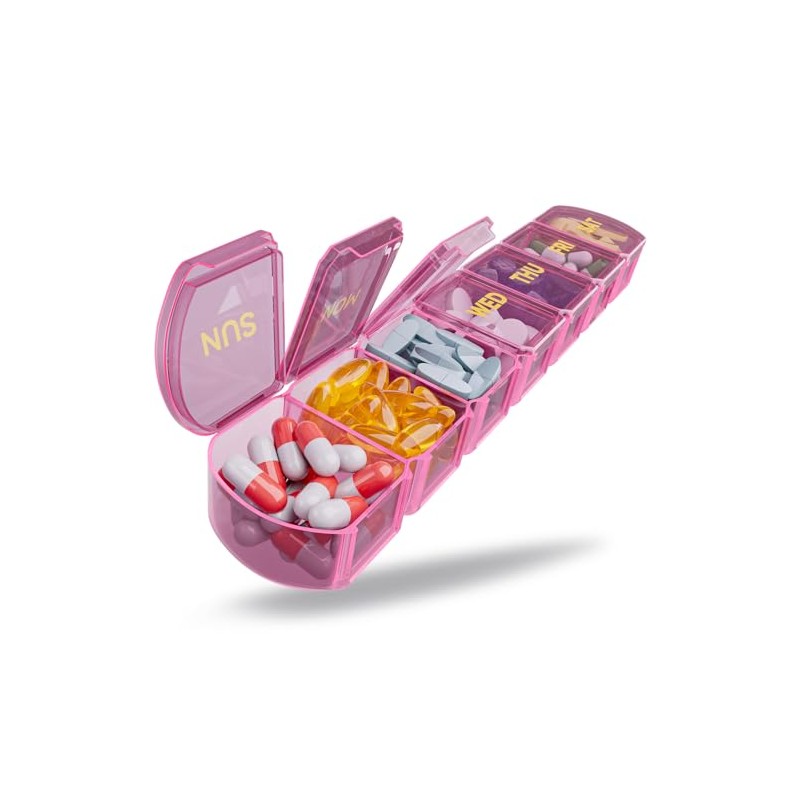 Large Pill Organizer Weekly - Supplement Organizer with Easy-Open Design