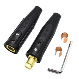 LC40 Welding Cable Connector Set, Connectors for Welding Machine Leads, 1/0 and 2/0 Cable Size Capacity, 350 Amp Max Rating(1 Male / 1 Female)