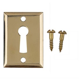 Heavy Stamped Brass Decorative Door Keyhole Cover | 1-3/4" H x 1-3/16" W | Keyhole Escutcheon Plate for Cabinet Door, Dresser Drawers, Desk | Antique, Modern Furniture Hardware | UA-85PB