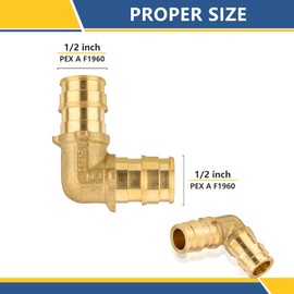 GUOFIS 1/2Inch PEX-A Expansion Fittings,F1960 Brass Elbow,PEX Expansion Fittings Elbow For Pex A Tubing（20 PACK)(PEX1960033-20Pack)
