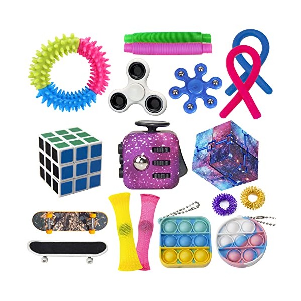 ZCOINS Fidget Toy Pack Infinity Cube Flippy Chain Peapod Marble
