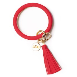 Sorority Shop DST Bangle Keychain - Delta Sigma Theta Red Ring Keychain with Engraved Disc