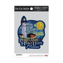 Die Cut Sticker Portland Head Lighthouse, Maine, Starry Night, Contour Vinyl Sticker 3 to 6 inches, (Waterproof Decal for Cars, Water Bottles, Laptops, Coolers), Large