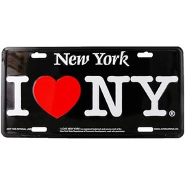 Artisan Owl I Love New York Souvenir License Plate – Heavy Duty Rust-Resistant Aluminum Car Tag, Ideal for Home Decor or Gift (Black)