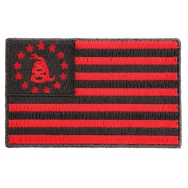 Ivamis Gadsden American Flag Red Black Patch- 3.5x2.2 inch - P4786