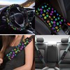 TOADDMOS Women Mens Car Steering Wheel Accessories with Rainbow Dog