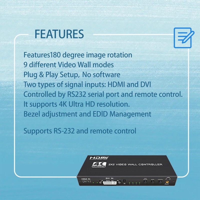 Yuemona Video Wall Controller 2x2 4K TV Splicing Wall Processor