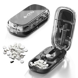 WAVATA Tablettenteiler, Tablettenschneider, Pillenteiler mit Aufbewahrungsfach, Tablettenteiler für Alle Tabletten Kostenlos, Pillenschneider Große und Kleine Tabletten für Reise, Haustier (Schwarz)