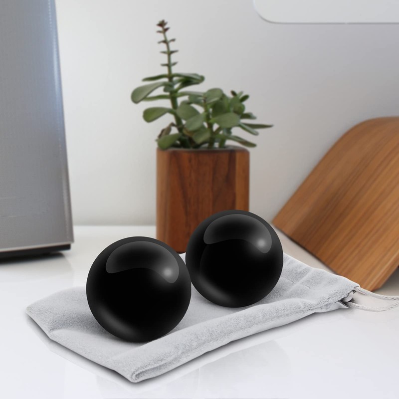 Coolrunner Bolas de baoding negras de mármol de 2 pulgadas