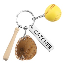 FEELMEM Softball Catcher Keychain - Player and Baseball Coach Gift - Game Day Accessory (CATCHER-ky)