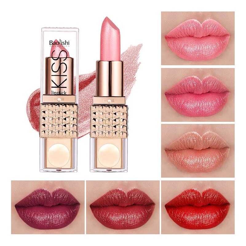 Lápiz Labial Baolishi Pearl Shimmer Hidratante Antiadherente
