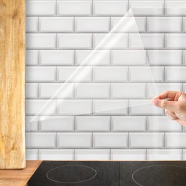 Shackcom Clear Contact Paper Roll Self-Adhesive Kitchen Backsplash Wall Protector 15.7in X 32.8ft - Used as Shelf Drawer Liner, Whiteboard, Wallpaper, Cat Dog Scratch Protector
