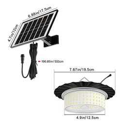 224 LEDs Solar Pendant Light with Moving Sensor, 5 Modes Waterproof Floodlight with Remote Control, 360° Wide Angle Solar Lights Outdoor, LED Lights