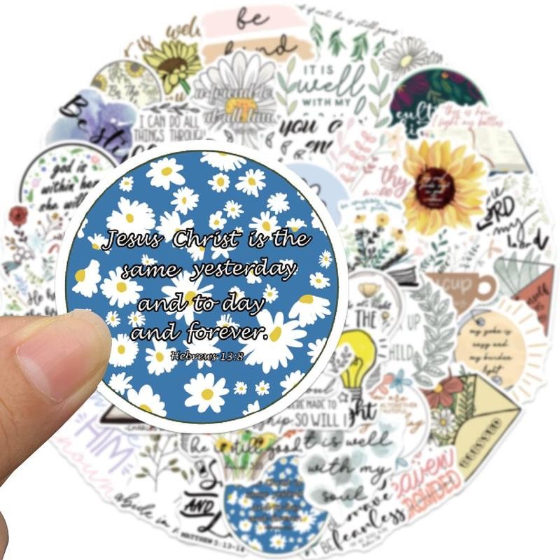 Bible Verse Sticker, 50pcs/set Creative Bible Verse Stickers, DIY Decorative