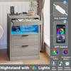 Tiptiper LED Nightstand with Wireless Charging Station, Farmhouse Nightstand with