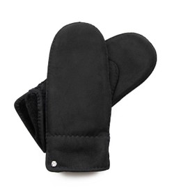 Hand Gewand by Weikert Warm leather gloves mittens made of merino lambskin, hand-stitched, men and women, lambskin gloves, elegant, cuddly, black