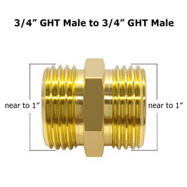 Hooshing 2PCS Brass Garden hose Adapter 3/4 Inch Male to Male Water Hose Connector