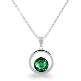 Schöner-SD Round Pendant Necklace 925 Silver, Silver