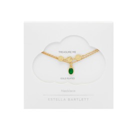 Estella Bartlett Gold Plated Hammered Disc And Green Stone Duo Necklace