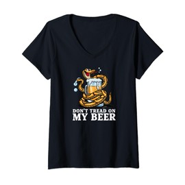 Womens Gadsden flag Don't Tread on my Beer V-Neck T-Shirt